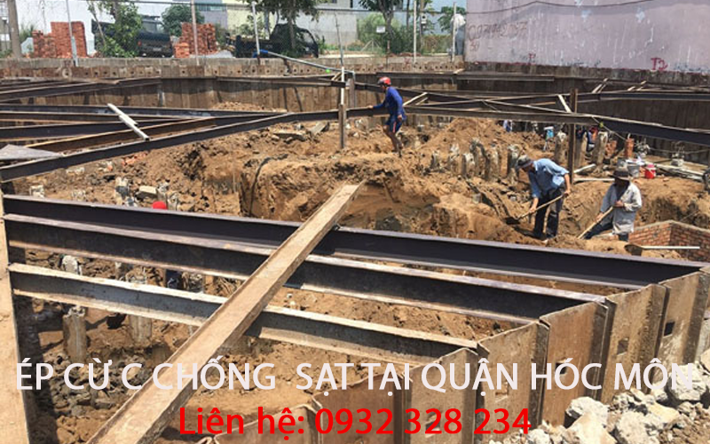 Ép cừ chống sạt tại quận Hóc Môn 